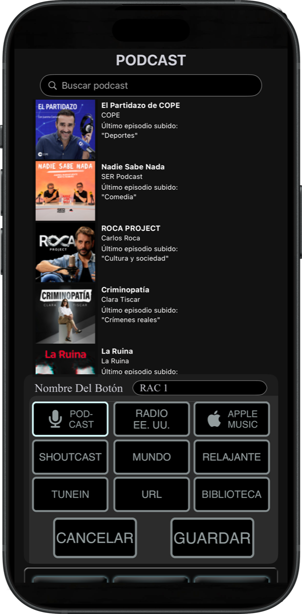 Reproductor de podcasts de Best Clock Radio en iPhone