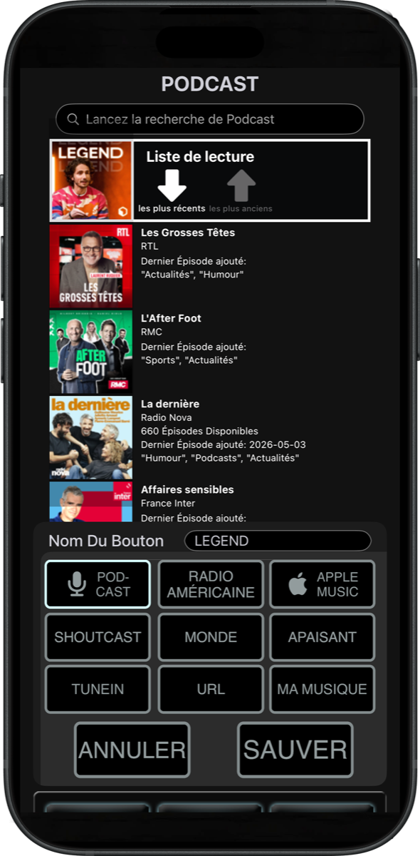 Lecteur de podcasts de Best Clock Radio sur iPhone
